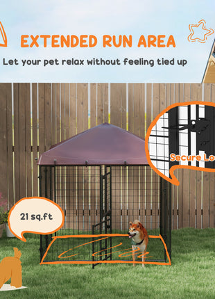4.6' x 4.6' x 5' Dog Kennel Outdoor with Waterproof Canopy, Large Door