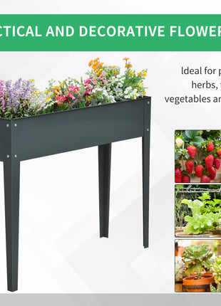 Metal Raised Garden Bed, Elevated Planter Box with Legs and Drain Holes, 39" x 12" x 32", Dark Gray