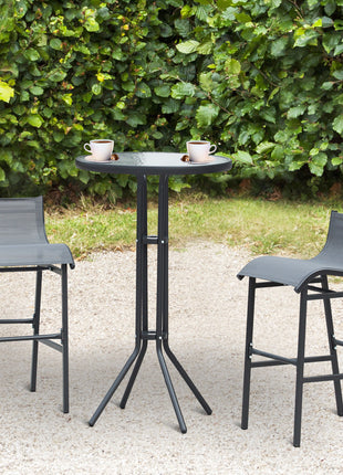 3 Piece Bar Height Outdoor Bistro Set for 2, Charcoal Gray