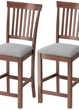Counter Height Bar Stools with Padded Seat, High Back Kitchen Chairs Set of 2 for Dining Room, Gray and Dark Brown