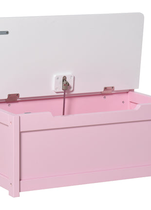 Toy Box Chest, Kids Storage Bench with Large 27 L Interior, Toy Organizer with Top Lid, and Backrest, Kids Bedroom Furniture for Nursery Room, Playroom, Bedroom, 24" x 12" x 20", Pink