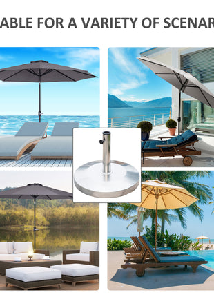 55lb Round Stainless Steel Outdoor Patio Umbrella Stand Base with Heavy Cement Bottom & Mirror Finish