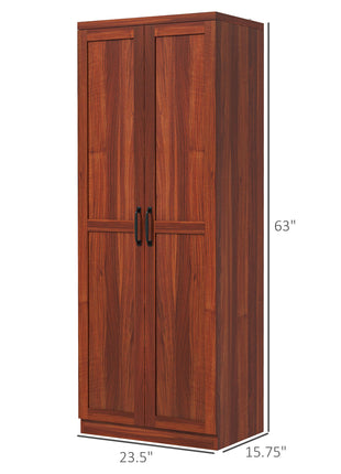 63" Kitchen Pantry Storage Cabinet with Doors and Shelves, Tall Kitchen Cabinet with 2 Doors and 5-tier Shelving