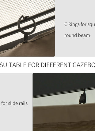 9.84' x 11.8' Gazebo Sidewall Set with Hooks/C-Rings, Brown