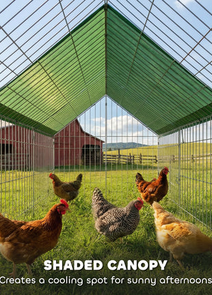 Metal Chicken Coop with Cover for Backyard Small Animals Duck Rabbit, 106" x 29.5" x 29.5", Green