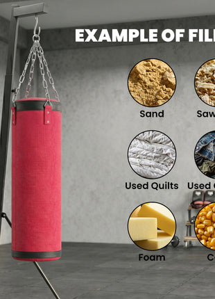 Punching Bag with Stand for Adults, 72.8"-90.9" Height Adjustable Freestanding Boxing Stand with Canvas Sandbag, Red