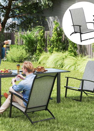 Set of 2 Outdoor Dining Chairs with High Back, Armrests, Folding Patio Chairs for Patio, Lawn, Camping, Gray