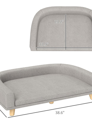 Dog Sofa Couch Bed with Washable Cushion for Large Dogs, Cats, Gray