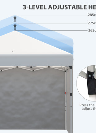 10' x 10' Pop Up Canopy Tent with 3 Sidewalls, Leg Weight Bags and Carry Bag, Height Adjustable, Instant Party Tent Event Shelter Gazebo for Garden, Patio, Cream