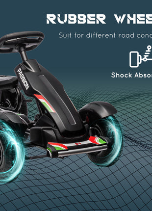 Kids Pedal Go Kart, Outdoor Ride on Toys with Adjustable Seat, Sharp Handling, Handbrake, 4 Non-Slip Rubber Wheels for Boys & Girls Aged 5-12 Years Old, Black