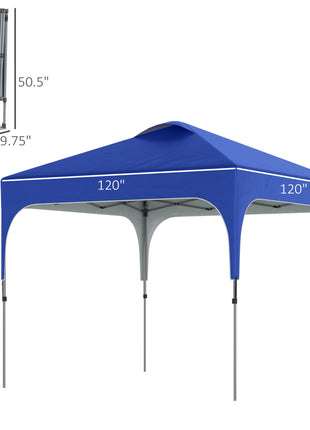 10' x 10' Pop Up Canopy Tent with Wheeled Carry Bag and 4 Sandbags, Instant Sun Shelter, Tents for Parties, Height Adjustable, for Outdoor, Garden, Patio, Blue