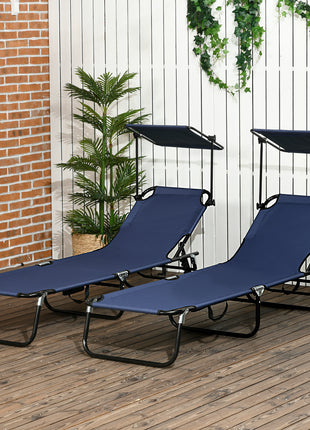 Chaise Lounge Pool Lounge Chairs Set of 2,Outdoor Sun Tanning Chairs,Reclining Back,Steel Frame and Side Pocket,Blue