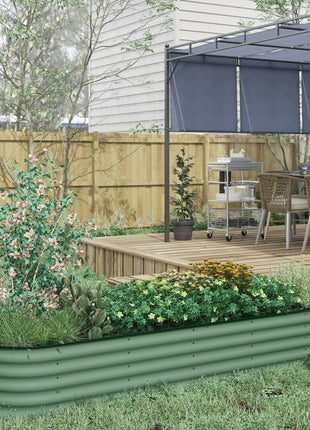 7.9' x 2' x 1.4' Galvanized Raised Garden Bed Kit, Metal Planter Box with Safety Edging, Green