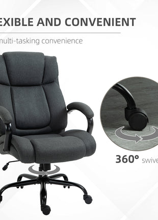 Executive Office Chair with Wide Seat, Computer Desk Chair with Adjustable Height, Swivel Wheels, Gray