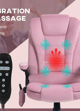 6 Point Executive Office Chair with Heat, Velvet High Back Vibrating Massage Office Chair, Pink