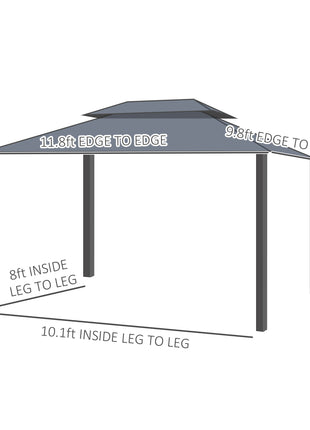 10' x 12' Hardtop Gazebo Canopy with Polycarbonate Roof, Aluminum Frame, Permanent Pavilion Outdoor Gazebo with Netting, for Patio, Garden, Backyard, Deck, Lawn, Black