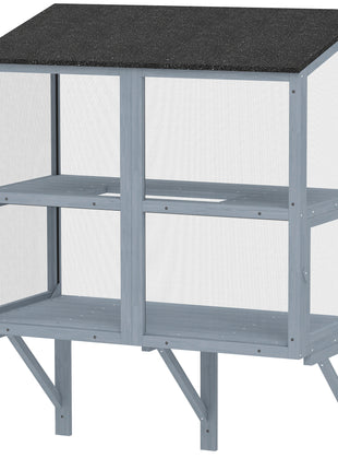 Catio Outdoor Cat Enclosure Outdoor Window Box Cat House with Waterproof Roof 39.4"L Gray