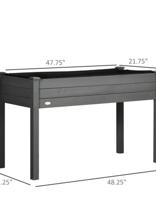 48" Raised Garden Bed, Elevated Wooden Planter Box with Holes for Vegetables, Herb, Flowers for Backyard, Dark Gray