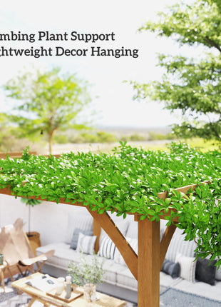 20' x 10' Wood Pergola, Outdoor Gazebo Grape Trellis with Stable Structure for Climbing Plant Support, Dark Brown