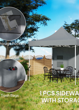 10' x 10' Heavy Duty Pop Up Canopy Tent with Sidewall, UPF50+ Instant Sun Shelter with Storage Pockets, Gray