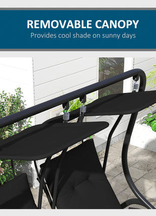 2-Seater Outdoor Porch Swing with Canopy, Patio Swing Chair for Garden, Poolside, Backyard, Black