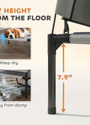 Elevated Dog Bed with Removable Canopy, Portable Outside Raised Pet Cot with Cooling Pad, Storage Bag, 36" x 29.5" x 35"