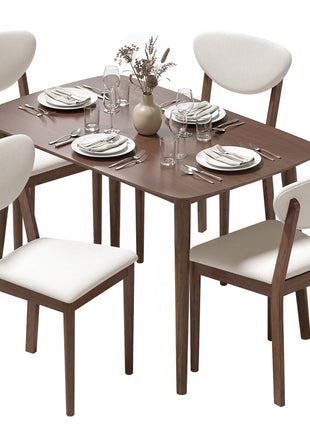 5-Piece Dining Table Set for 4, Mid-Century Modern Kitchen Table and Chairs, Cream White