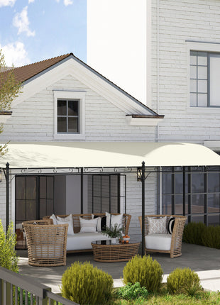 10' x 20' Wall-Mounted Outdoor Pergola Canopy, Metal Patio Canopy with Drainage Holes for Backyard Garden, Cream White