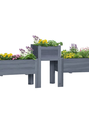 Raised Garden Bed Set of 3, Elevated Wood Planter Box with Legs and Bed Liner for Backyard and Patio to Grow Vegetables, Herbs, Gray