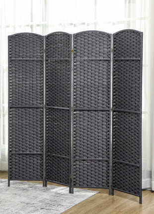 Folding Room Divider Screen 4 Panel 5.6 ' Tall Privacy Screen Freestanding Room Partition for Home Office, Charcoal Gray