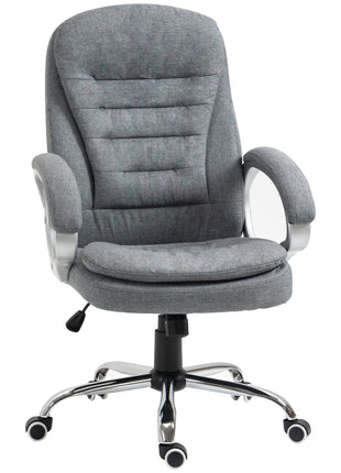 High Back Home Office Chair Executive Computer Chair with Adjustable Height, Upholstered Thick Padding Headrest and Armrest - Grey
