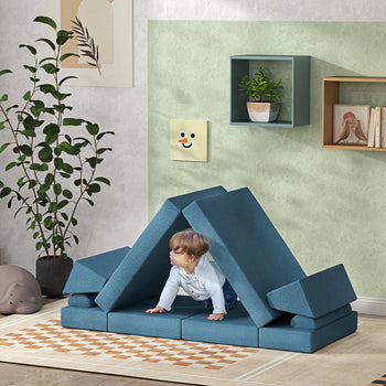12 Pcs Foam Climbing Blocks for Toddlers, Indoor Soft Play Equipment for Boys and Girls, Blue