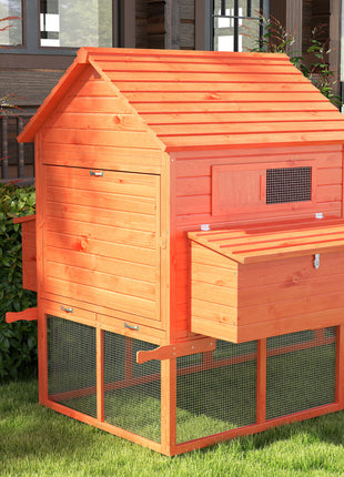 145" Wooden Chicken Coop with Run & Inner Hen House Space