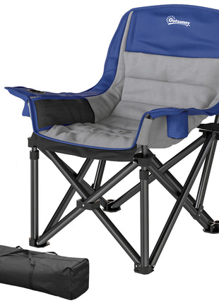 Camping Chair for Adults, Portable Folding Camping Chair with Side Pockets, Cup Holders, Carry Bag, Blue and Gray