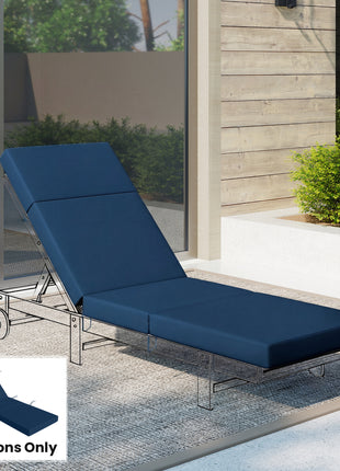 Chaise Lounge Cushion, 4" Thick Outdoor Lounge Chair Cushions with Ties for Patio, 26" x 80", Navy Blue