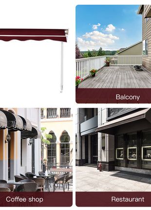 6' Drop Arm Manual Retractable Window Awning Sun Shade Shelter for Patio Balcony Outdoor, Aluminum, Wine Red