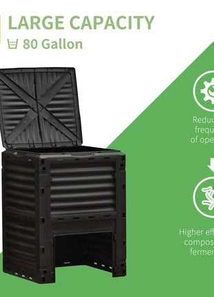 Garden Compost Bin 80 Gallon Outdoor Large Capacity Composter Fast Create Fertile Soil Aerating Box, Yellow