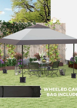 13' x 13' Pop Up Canopy Tent, UPF50+ Tents for Parties, Height Adjustable, with Wheeled Carry Bag and 4 Sand Bags, Gray