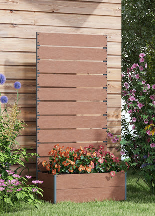 Trellis Planter for Climbing Plants, Raised Garden Bed with Trellis, Planter Box for Outdoor, 28.25" x 15" x 59", Brown