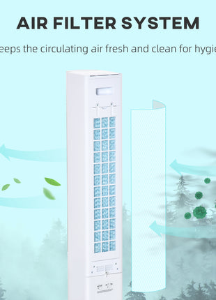 42" 3-In-1 Air Cooler, 52° Oscillating Portable Swamp Cooler with Humidifier, 3 Modes, 3 Speeds, 12H Time, White