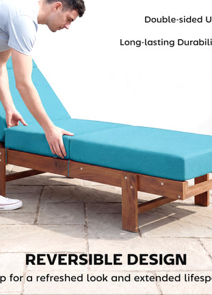 Chaise Lounge Cushion, 4" Thick Outdoor Lounge Chair Cushion with Ties for Patio, 21" x 72", Blue