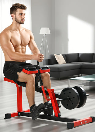 Adjustable Steel Seated Calf Raise Exercise Strength Training Gym Equipment, Red