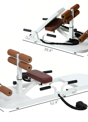 Foldable Sissy Squat Machine, Hip Thrust Machine with Push Up Stand, Multipurpose Glute Workout Equipment, White