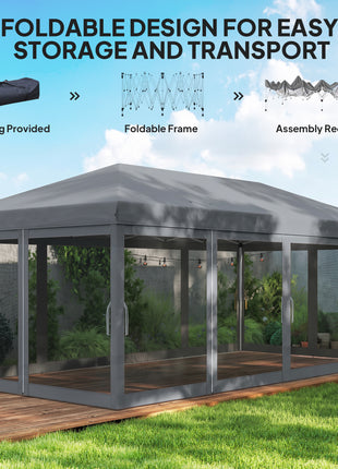 10' x 20' Pop Up Canopy Tent with Netting, Heavy Duty Instant Sun Shelter, Large Tents for Parties with Carry Bag for Outdoor, Garden, Patio, Gray