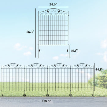 Garden Fence, 4 Pack, Folding Garden Fence Border, No Dig Ground Stake Metal Fence Panels for Outdoor Patio Yard Landscape