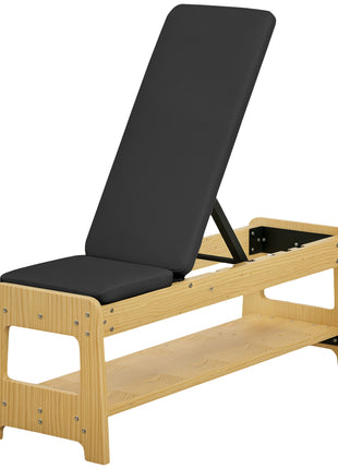 Wooden Adjustable Weight Bench with Dumbbell Rack, Flat or Incline Workout Bench for Home Gym Weight Lifting, Black