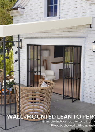 10' x 10' Outdoor Pergola Canopy, Metal Patio Canopy with Drainage Holes for Backyard, Garden, Cream White