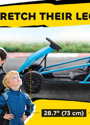 24V Electric Go Kart for Kids, Drift Ride-On Racing Go Kart with 2 Speeds, for Boys Girls Aged 8-12 Years Old, Blue