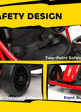 24V 7AH Kids Electric Go Kart, 8.1 MPH Battery Powered Drift Kart with Dual Motors, Soft Start for 8-12 Years, Red