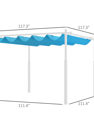 10' x 10' Retractable Pergola Canopy with Magnetic Fixture, UPF30+ Outdoor Pergola, Blue